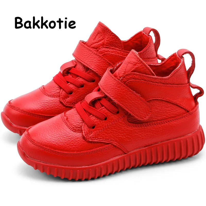 Bakkotie; Новинка года; детская модная обувь; сезон осень; Повседневная обувь из натуральной кожи для маленьких девочек; дышащие высокие кроссовки для маленьких мальчиков