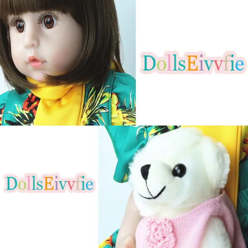 

55cm BeBe Reborn Doll Full Silicone Body Lifelike Realistic Brown Straight Hair Girl or Boy Toy Dolls for Girl Birthday Gift