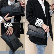 Wmnuo New Alligator Bag Women Clutch Vintage 100% Original Leather Crossbody Shoulder Bag For Ladies Soft Cover Cowhide Sac