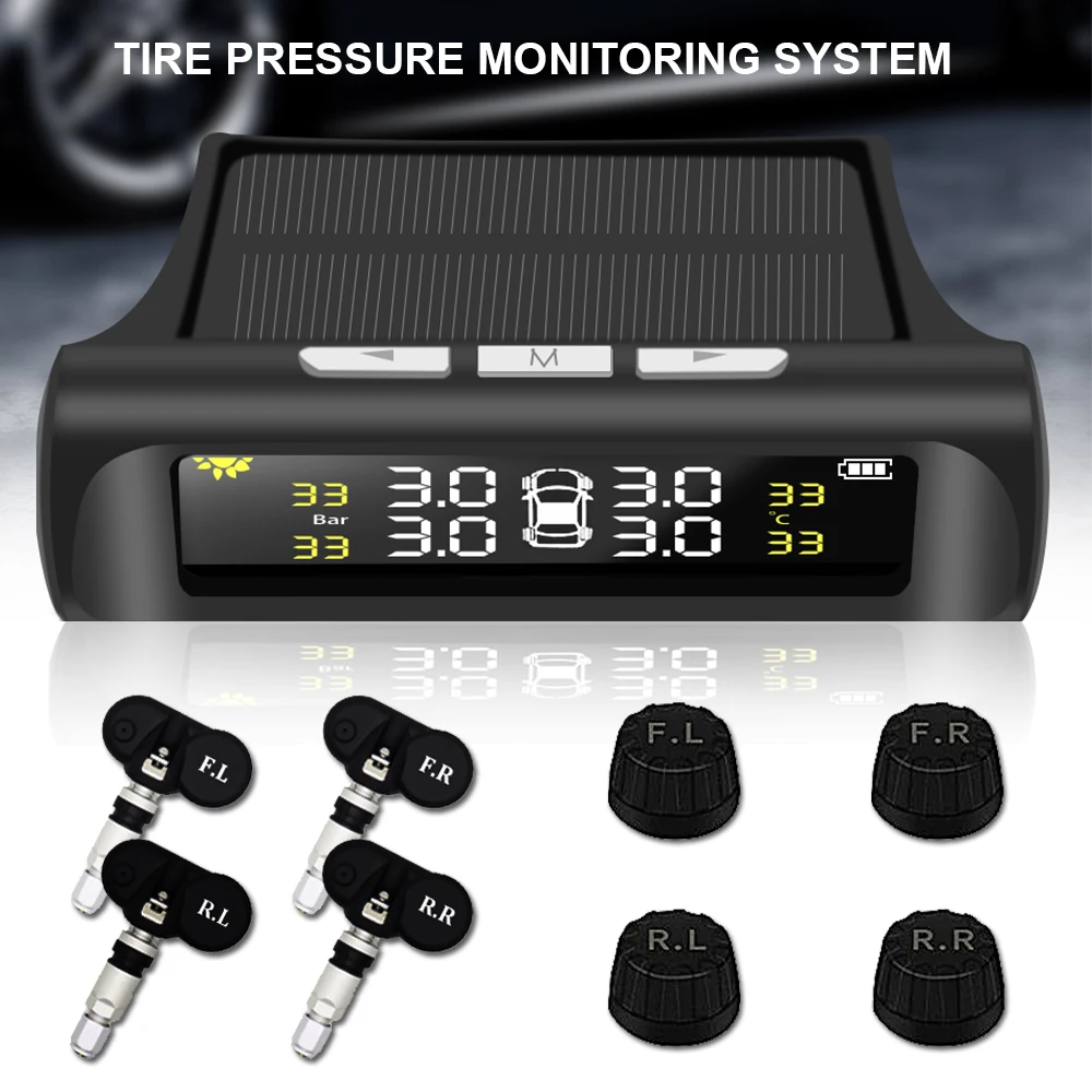 Система контроля давления в шинах TPMS на солнечной батарее датчики цифровой ЖК