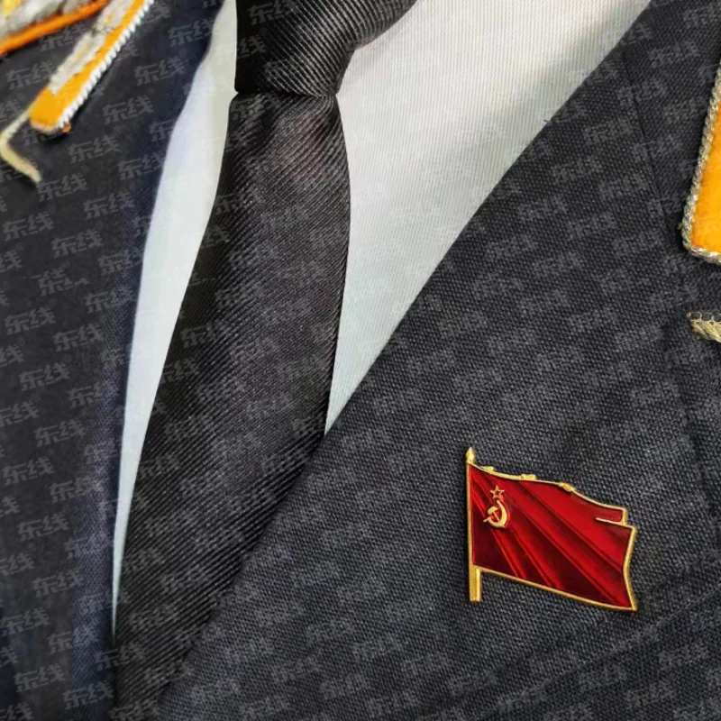 Советский Союз CCCP Флаг Латунная Униформа Значок СССР Красная Звезда Серп Топор