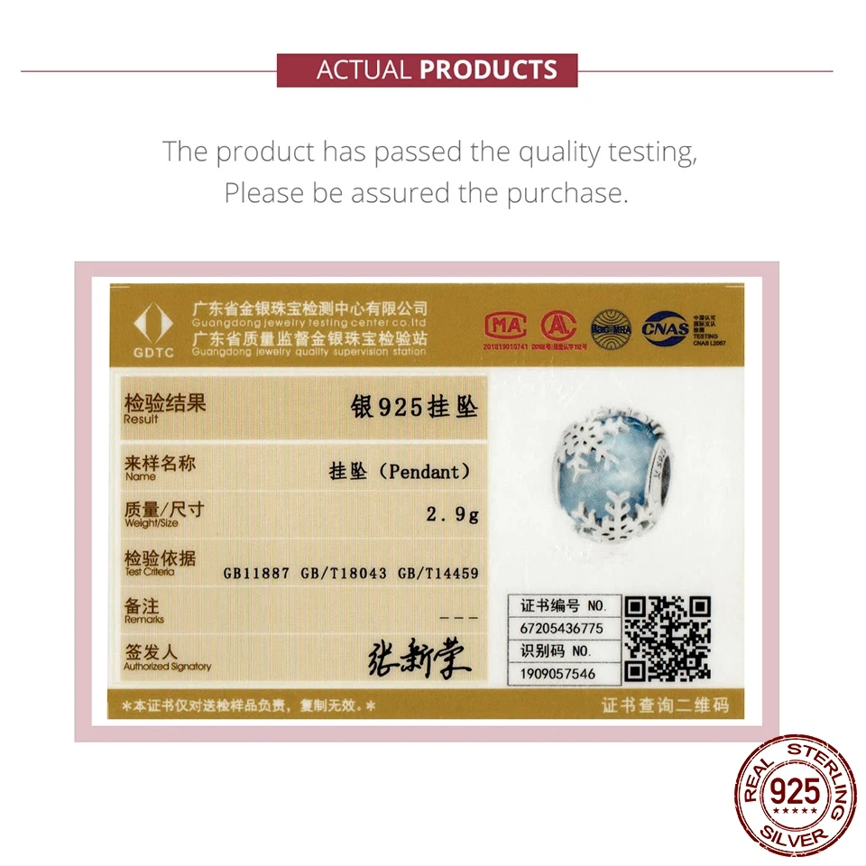 

MOWIMO 925 Sterling Silver Crystal Snowflake Charm For Christmas Fit Original Silver Bracelet DIY Pendant Fine Jewelry BKC1666