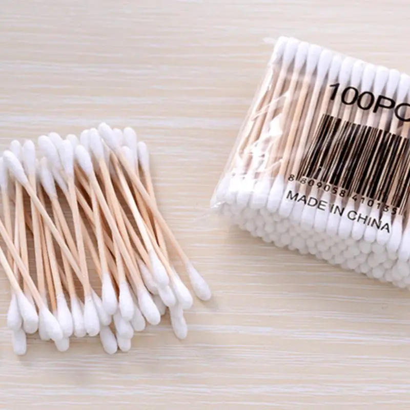 

1 Pack Wooden Cotton Swabs Double-Tipped Multipurpose Safety Nose Ear Cleaning Buds Stick Dust-Free Sterile Makeup Cosmetic Tool