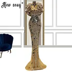 Женское вечернее платье с юбкой-годе, длинное вечернее платье цвета шампанского с коротким рукавом и оборками, подиумное платье с красной дорожкой, 2020