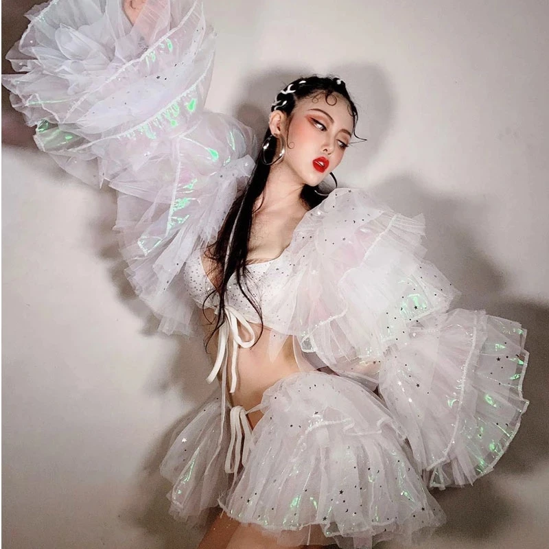 Голографическая звезда прозрачный плащ комплект бикини наряд для празднования