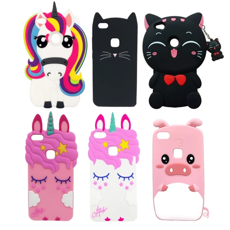 

Cute Case For Huawei P8 P9 Lite 2017 Fundas 3D Cartoon Cat Rabbit Piglet Unicorn Soft Silicone Phone Case Honor 8 Lite Coque