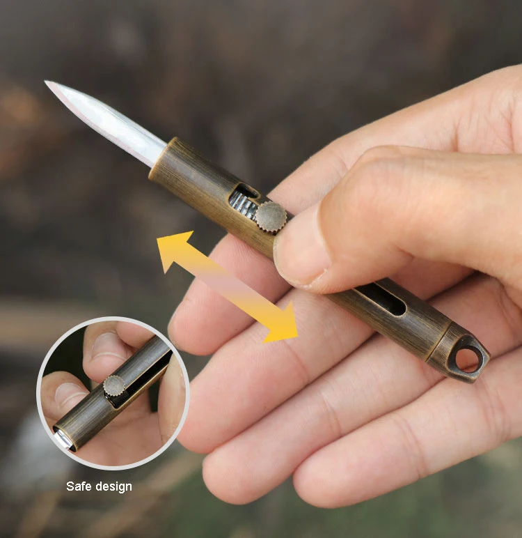 

Vintage Copper Mini Knife Detachable Push Pull Knife Portable Pocket Knife