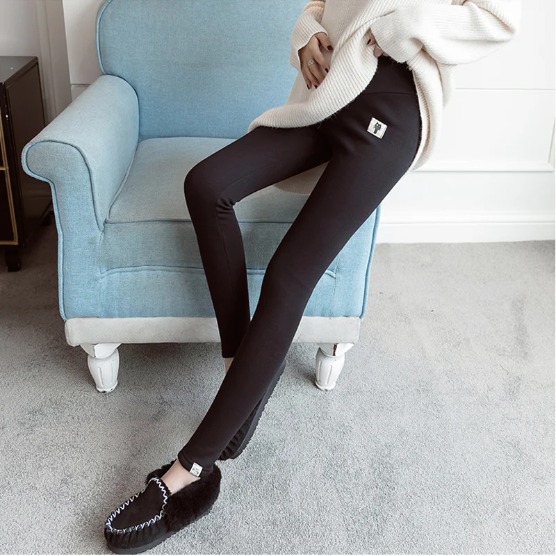 Осень зима 2020 Обтягивающие Леггинсы для беременных корейская мода узкие брюки