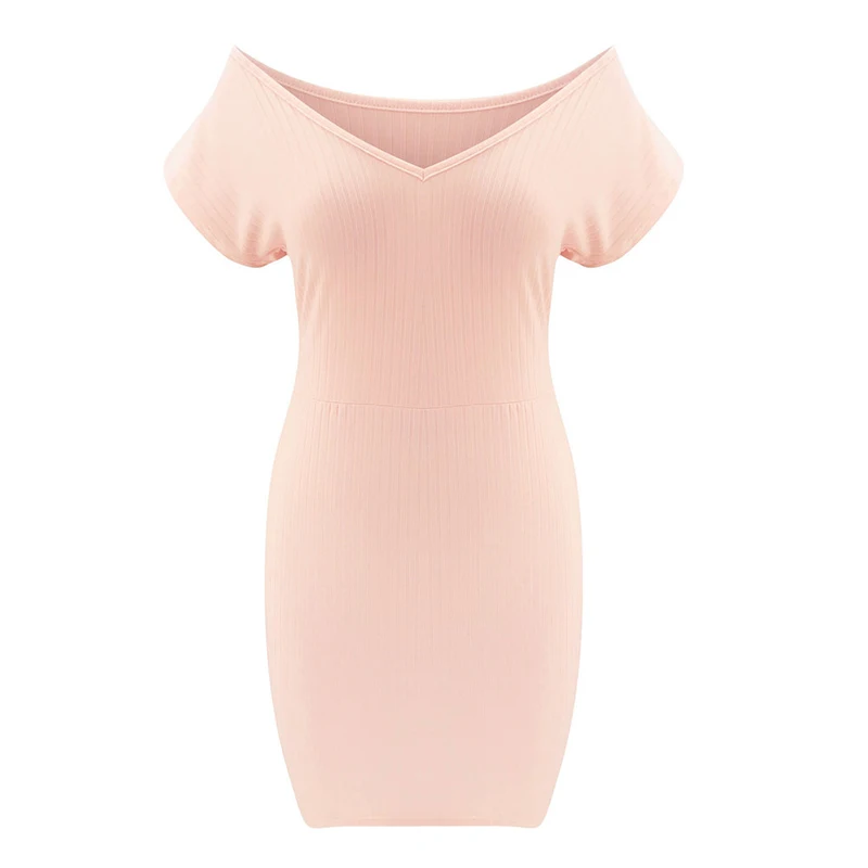 

VICABO Women Dress Summer 2020 Fashion V neck Sexy Hip-Dress short sleeve Kintted Sheath dress thin Mini Dresses