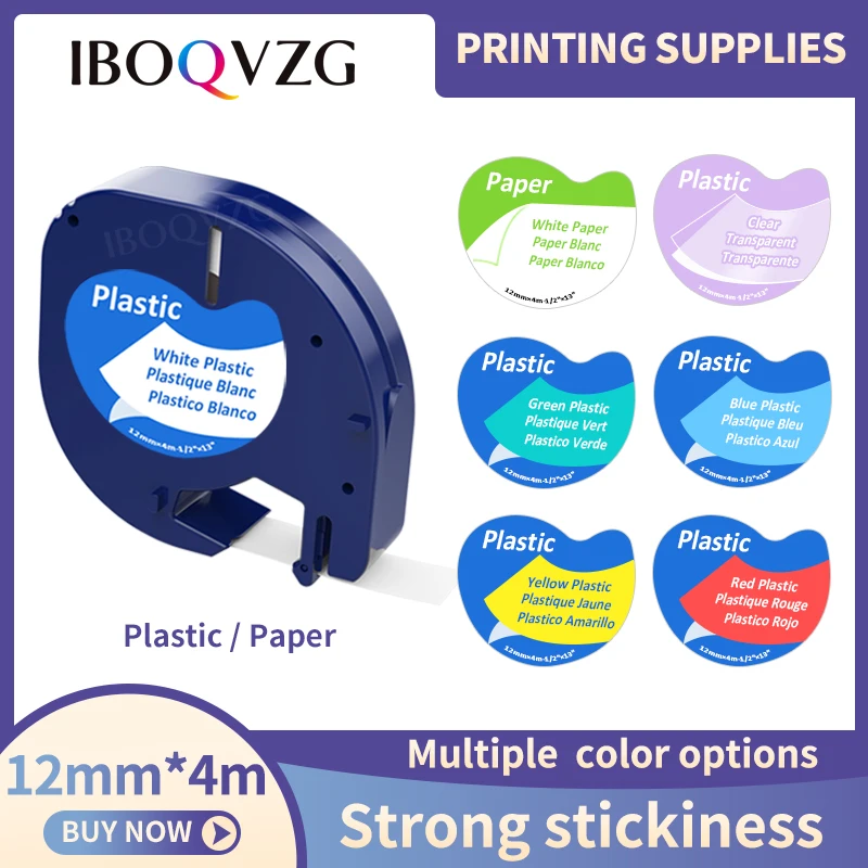 

IBOQVZG 12mm 91201 Compatible Dymo LetraTag label Tapes 12267 91200 91202 91203 91204 91205 for Dymo LT-100H LT-100T Printer