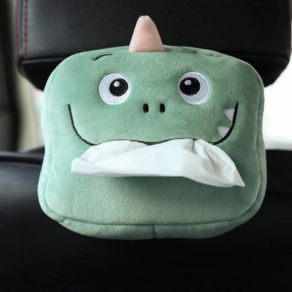 

2022 Car Tissue Box Car Sun Visor Tissue Holder Car Accessories Cartoon Stuffed Animal Paper Box Car Seat Adjustable Tissue Box