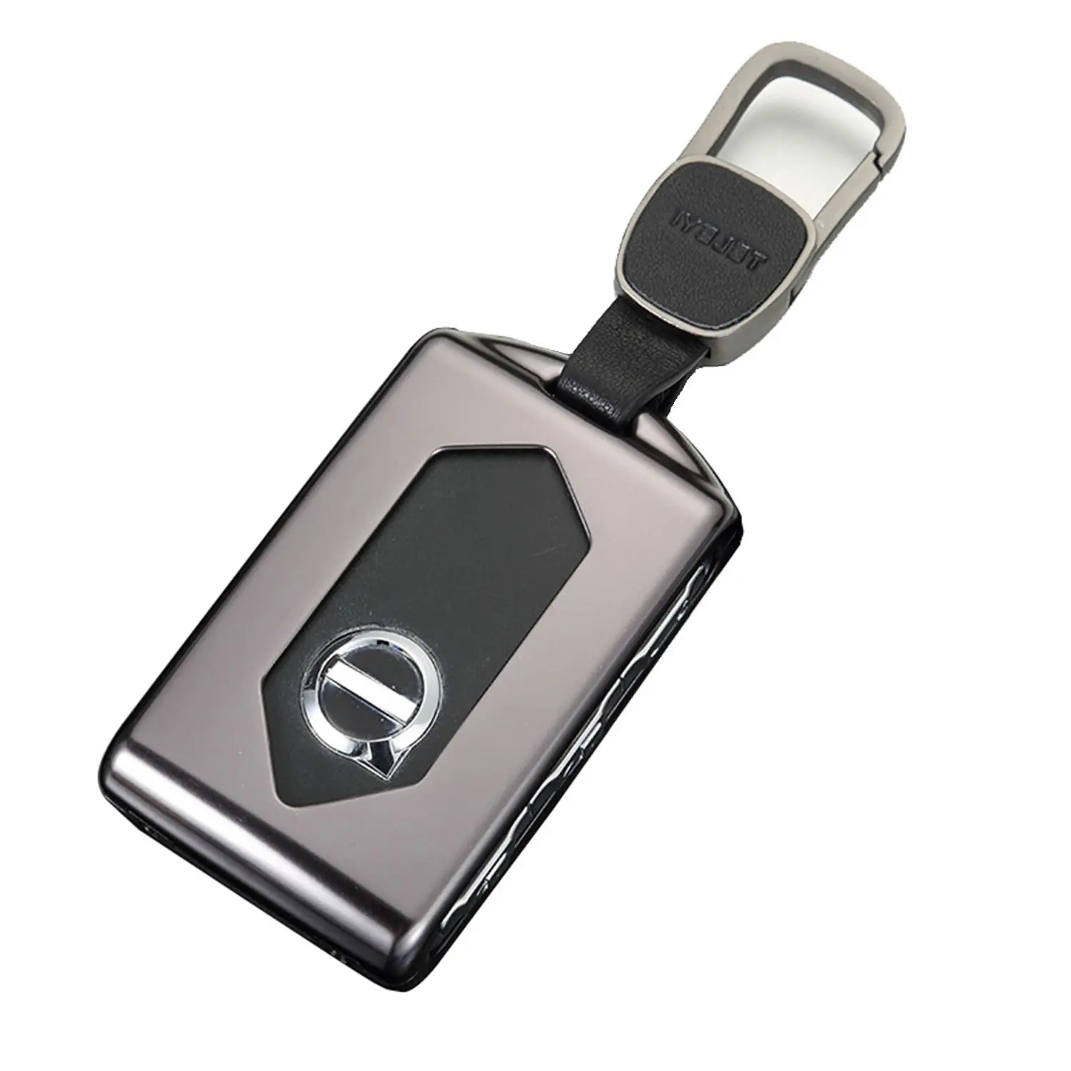 

Kwak's Car Key Case Cover Shell for Volvo XC60 XC90 S90 V90 Aluminium Alloy Leather Buckle Holder for Plastic Surface Key