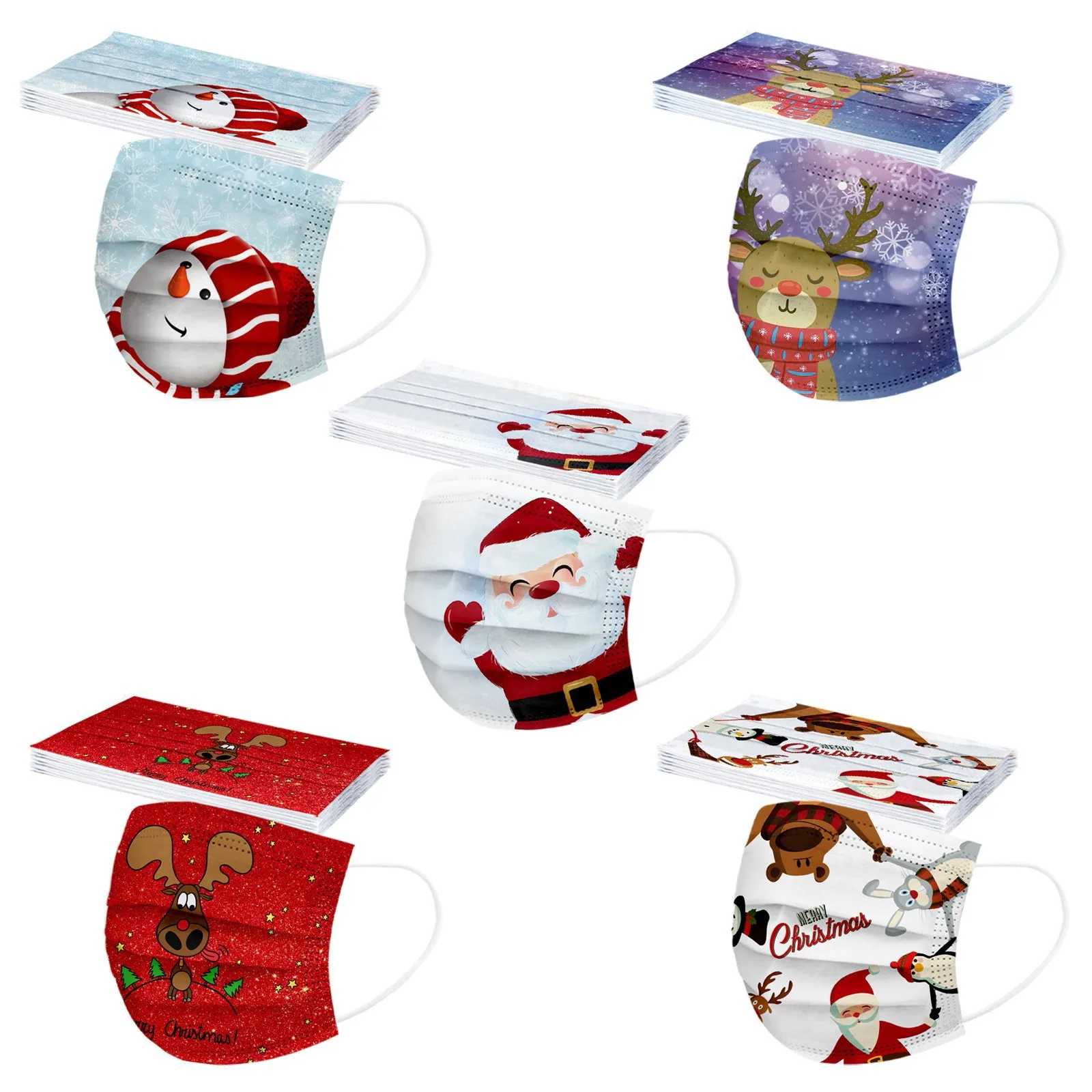 

Christmas 50PC Adult Print Face Mask Disposable Mask Party Mask Unisex Women Men Face Cover Mouth Cover Halloween Cosplay 2022