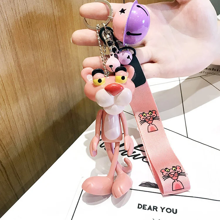 Брелок для ключей в виде милой непослушной Пантеры с розовым леопардом |