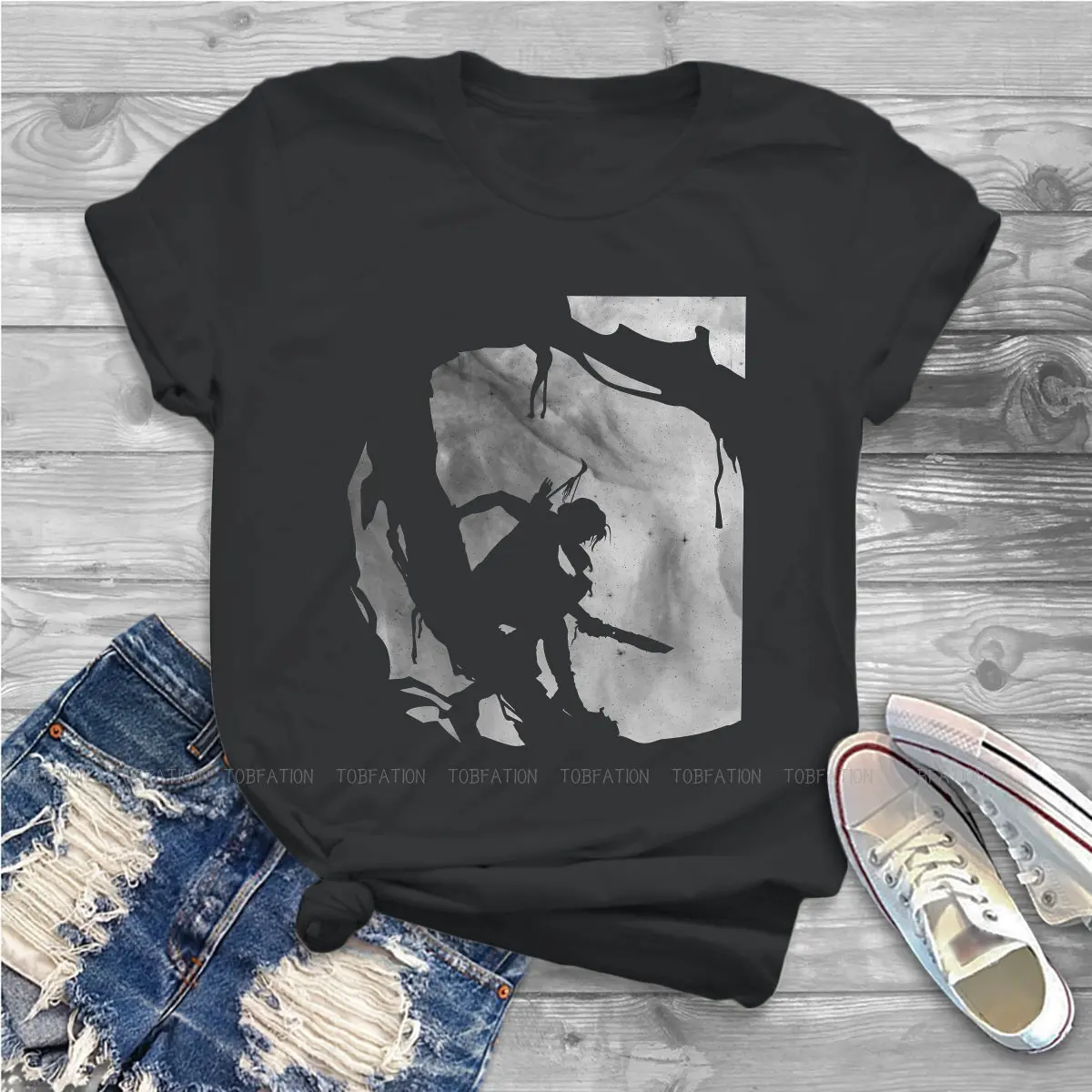 

Lara Fitted Women Clothes Tomb Raider Game T-shirt Goth Vintage Female Clothing
