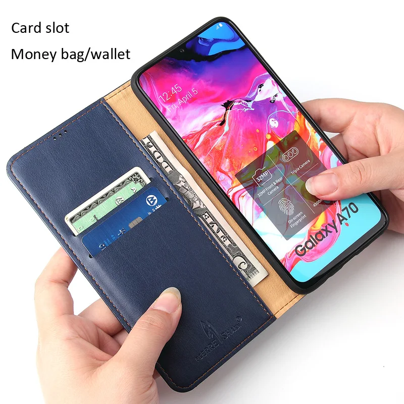 Fierre shann кошелек магнитная кожа флип чехол для samsung Galaxy A50 A30 A30S A50S A20 A40 A70 A80 A90