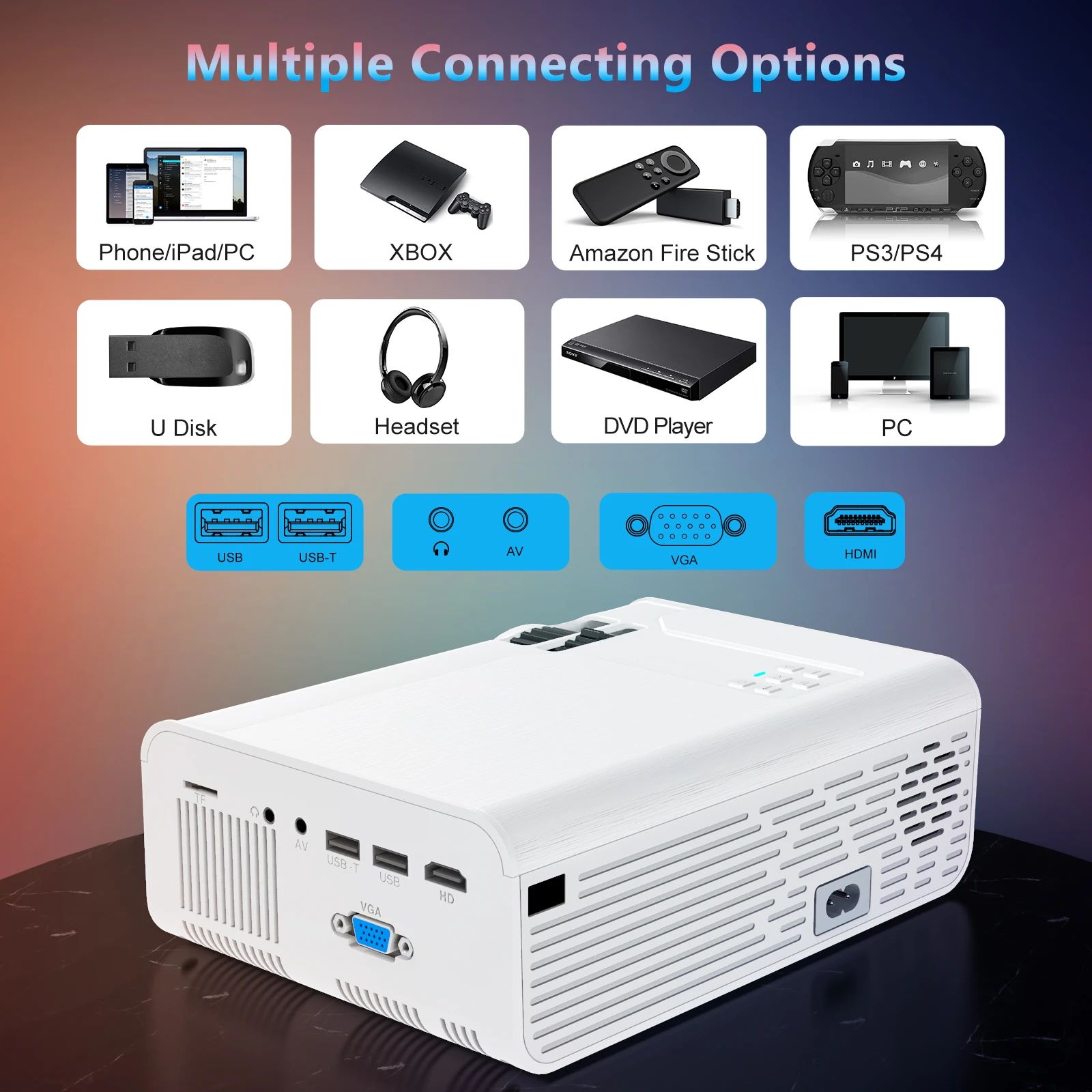 WIMIUS Mini Projector WiFi Projectors K2 Native 1080P/4K Support 300’’ Screen LUNENS 5500 projector for Home phone | Электроника