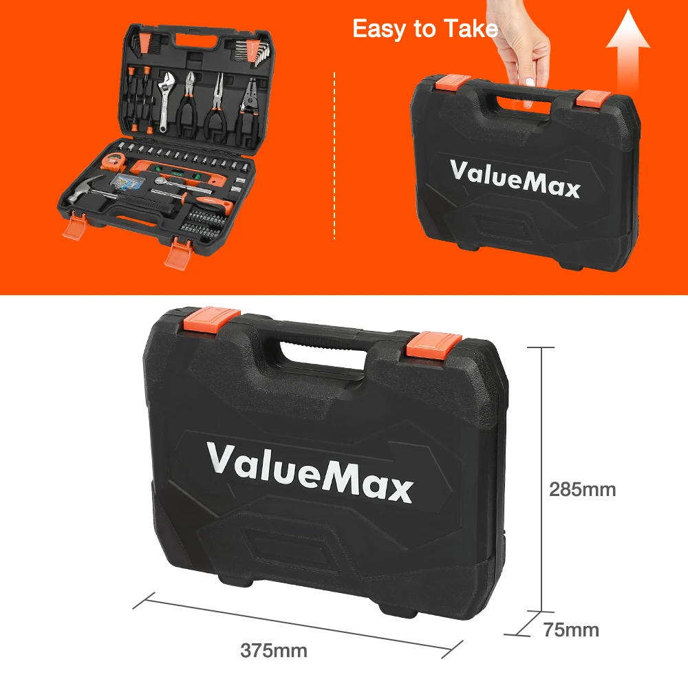 

ValueMax 150PC Home Tool Set for Home Repair Tool Set Household Tool Kits With Screwdrivers Pliers Hammer Utility Knife Box