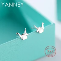yanney 2022 trend silver color fashion paper crane stud earrings simple woman animal jewelry