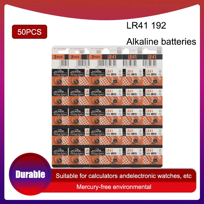 Аккумуляторы Таблеточные LR41 50 шт. для Eaxell SR41 AG3 G3A L736 192 392A Zn/MnO2 1 5 в | Электроника