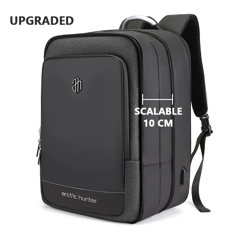 Scalable Black 40L большой емкости мужские s расширяемые рюкзаки usb зарядка Мужские 17 дюймов сумки для ноутбука Водонепроницаемый Бизнес Путешествия Mochila для мужчин - Цвет: Scalable Black