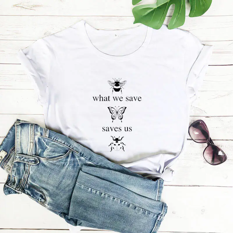What We Save Saves Us Bee Butterfly рубашка с графическим принтом божья коровка Новое