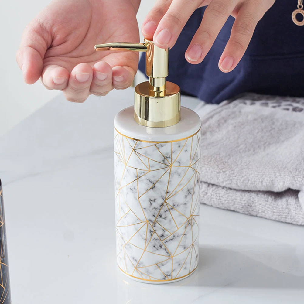 

300Ml Ceramic Hand Sanitizer Bottle Nordic Wc Lotion Bottle Shower Gel Bottle Press Bottling Shampoo Bottle Bathroom Accessories