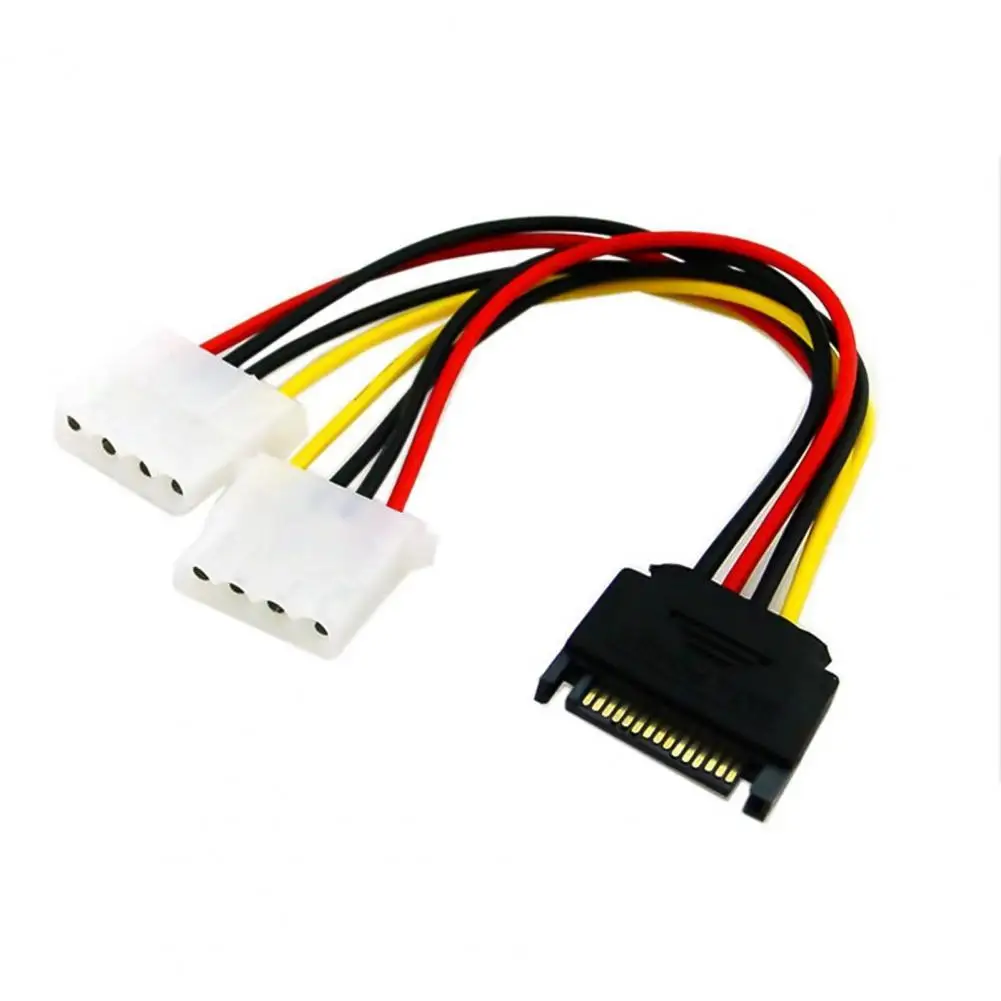 

SATA Power Extension Cable Serial ATA 15pin Male to Molex IDE Dual 4pin Female Power Supply for HDD Hard Disk Hard Drive