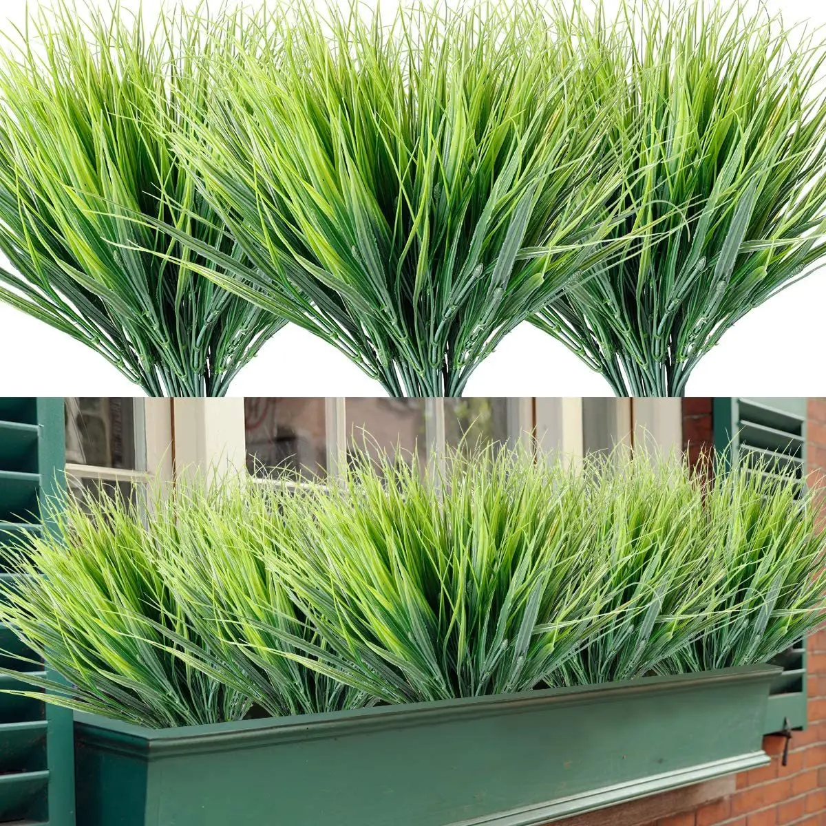 

37CM7 Fork Green Grass Fake Plants Artificial Decoratie Tropical Kunstgras Sztuczna Trawa Cesped Home Decoration Accessories