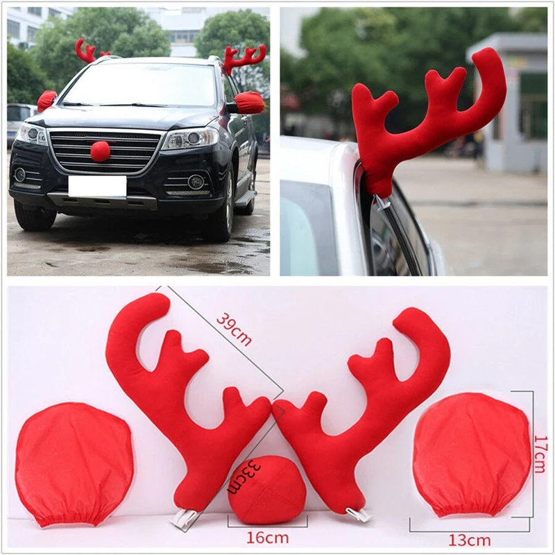 5 шт. Универсальный красный плюшевый + пластиковый автомобильный Большой олень с