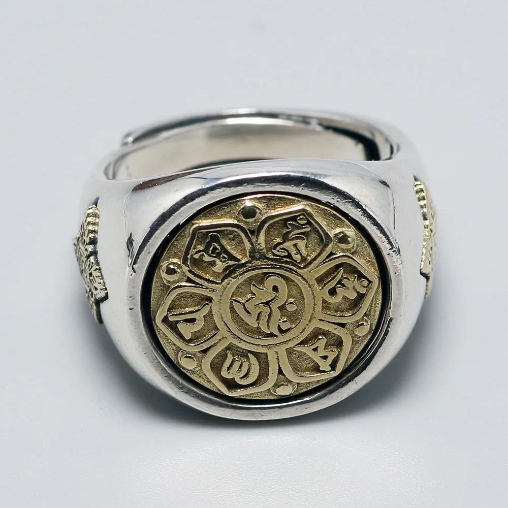 Подлинные 925 пробы серебряные вращающиеся OM кольца мантра и Китайский Зодиак