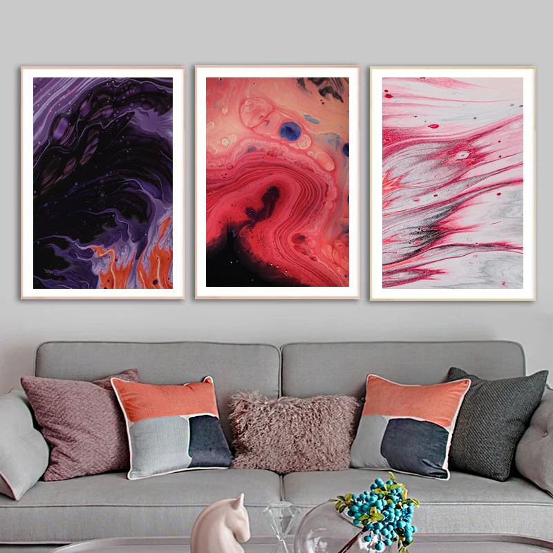 

Abstract Red ink Canvas Paintings Wall Art Purple Prints Poster Living Room Decor Decorative Paintings On The Wall Home Decor