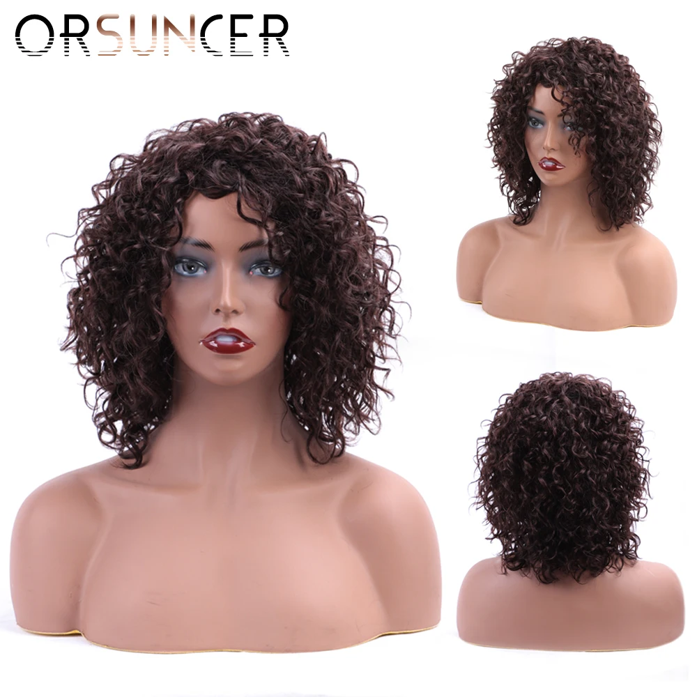 

Бразильские человеческие волосы ORSUNCER с эффектом омбре, Короткие вьющиеся волнистые волосы, парики без Реми для черных женщин, искусственна...