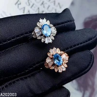 kjjeaxcmy fine boutique jewelry 925 sterling silver inlaid natural gem blue topaz new girl female ring classic support detection