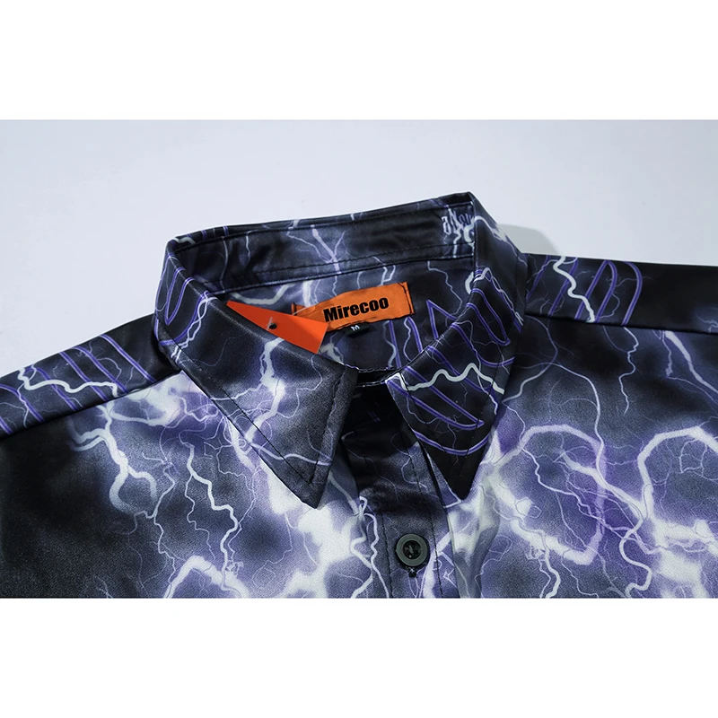 Мужская Повседневная рубашка в стиле Харадзюку панк рок с принтом молнии