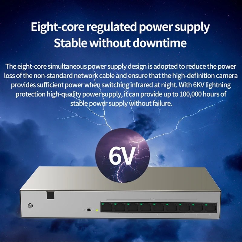 Сетевой коммутатор JSMAX F1109TP-8-102W IPCOM 9 х10/100 Мбит/с RJ45 порт POE полнодуплексный