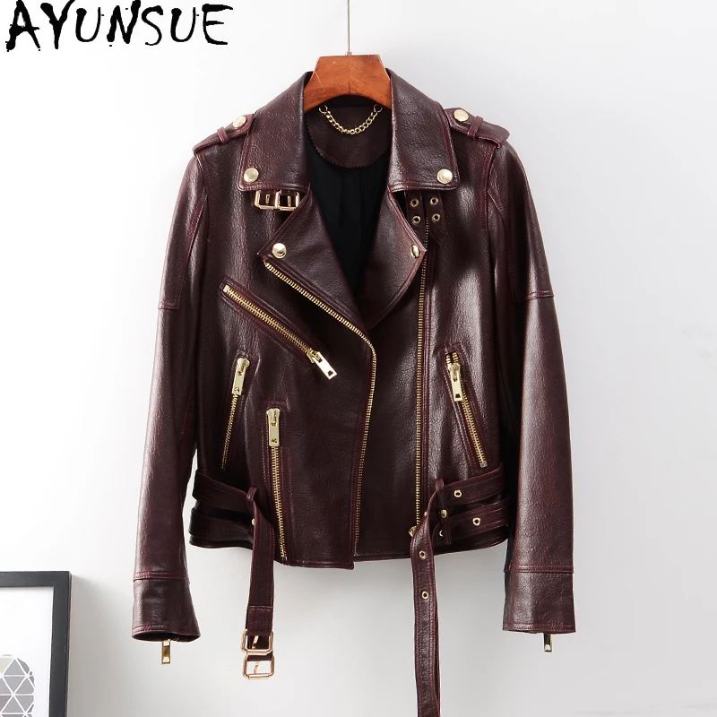 

AYUNSUE 2020 Genuine Leather Jacket Women 100% Sheepskin Coat Female Motorcycle Coats and Jackets Spring Autumn Femme Veste