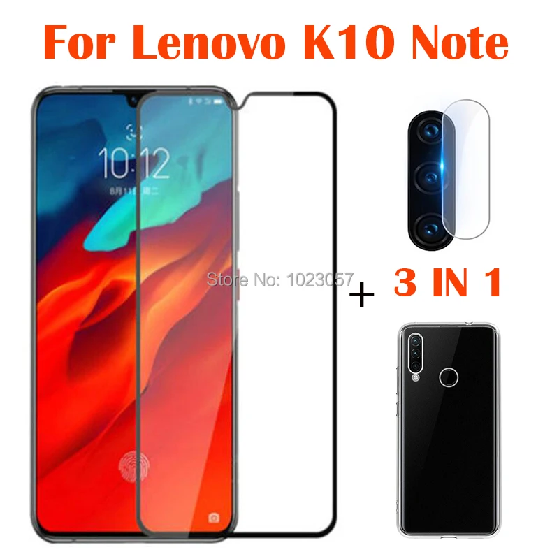 Чехол 3 в 1 + закаленное стекло для камеры Lenovo K10 Note Защитное экрана 3D