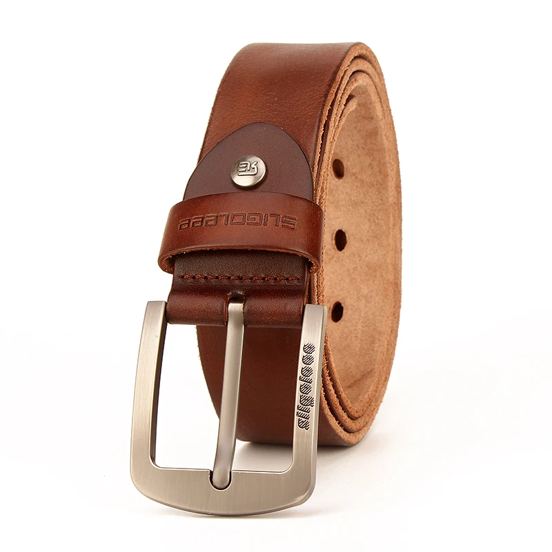 SLIGOLEEE классический дизайн пряжка мужской ремень 100% натуральная верх кожаный для