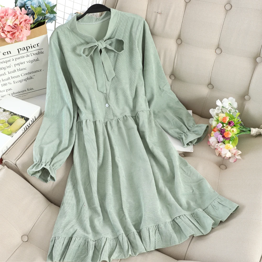 Осень 2019 женское винтажное платье с длинным рукавом элегантное мини-платье