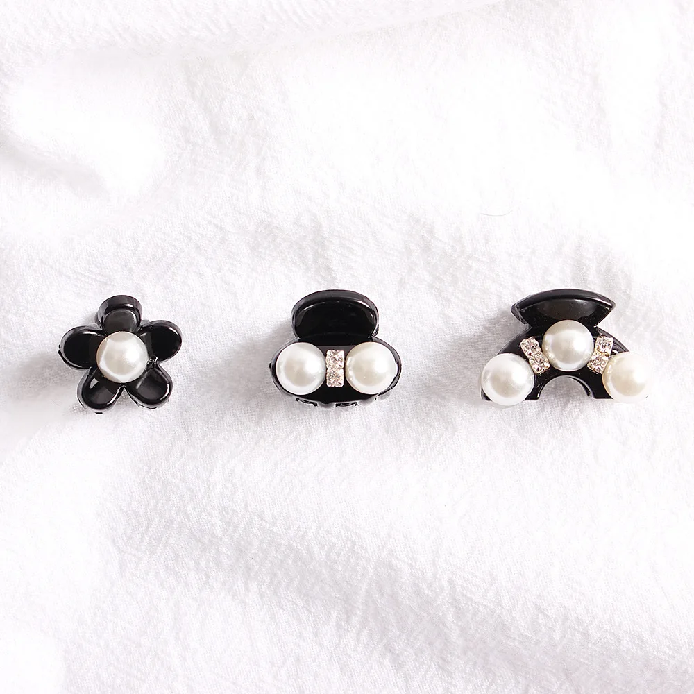 Жемчужные стразы шпильки для волос зажим женщин аксессуары черный краб женский