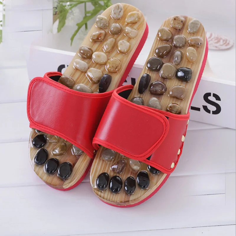 

Reflexology Feet Elderly Acupuncture Health Shoes Sandals Slippers Healthy Massager Foot Care Pebble Stone Foot Massage Slippers