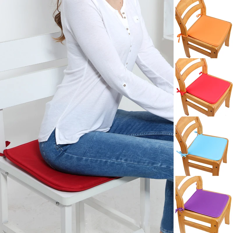 

Solid Color Removable Seat Cushion Soft Comfortable Simplicity Sponge Tie-on Chair Pad Practical Square Garden Chair Pad