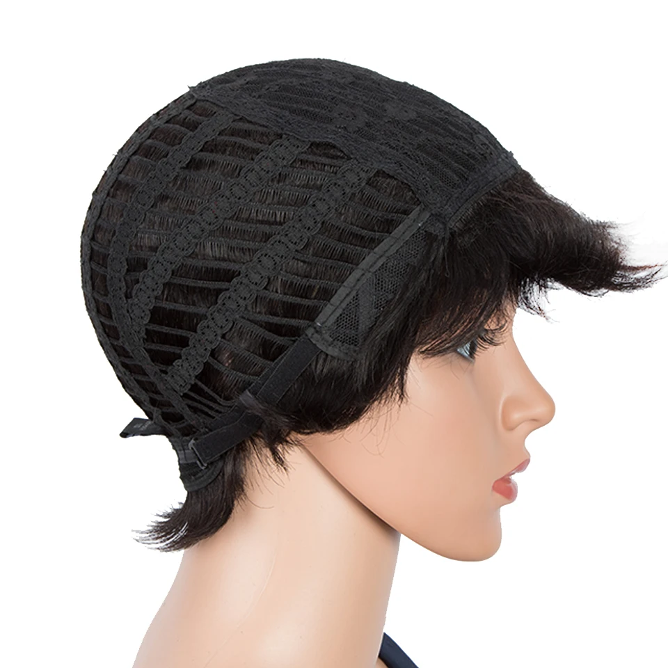 

Trueme Short Human Hair Wigs For Black Women Brazilian Remy Omber Human Hair Wig Pixie Cut Mix Brown Burgundy Color Full Wig