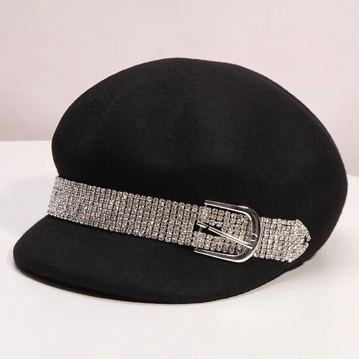 

01911-lyx Drill belt British Style lady octagonal hat women leisure leisure cap