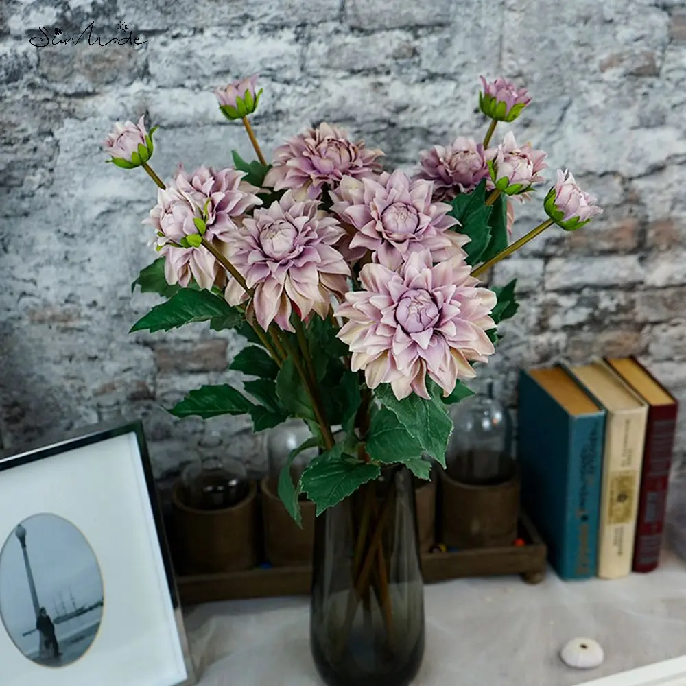 SunMade Двухголовый Осенние Цветы Далии Искусственные для Декора Дома Новогодний