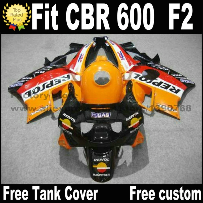 Пластик Подходит для HONDA CBR 600 F2 обтекатель комплект 1991 1992 1993 1994 черный orange