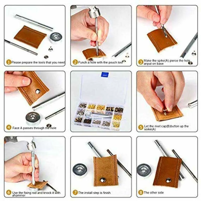 480 шт./компл. DIY Изделия из кожи ботильоны на заклепках с двойными Кепки