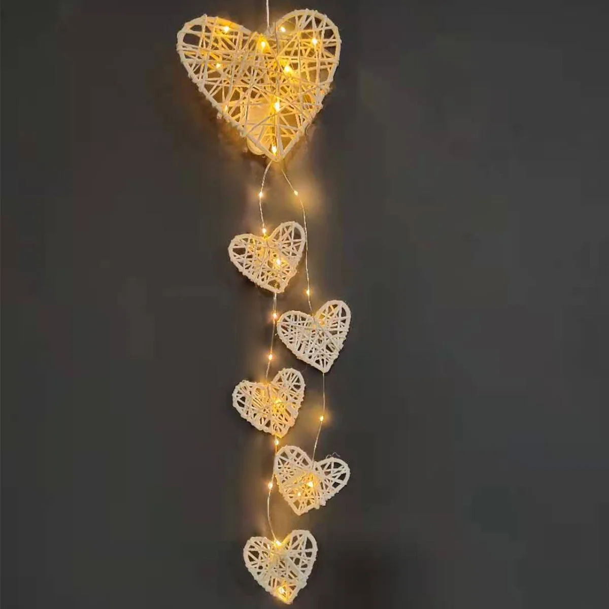 

Wind Chime Room Decoration Gift Creative Rattan Room Decoration Hanging Wedding Decor Star Heart Wicker Handiwork With Light