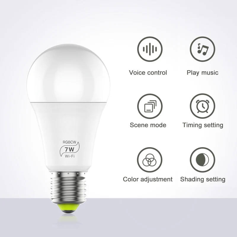 7 Вт умный Wi-Fi светильник лампа E27/B22/E14/GU10 RGBW с регулируемой яркостью Беспроводной Wi-Fi пульт дистанционного управления лампа светильник для Echo Alexa Google Home
